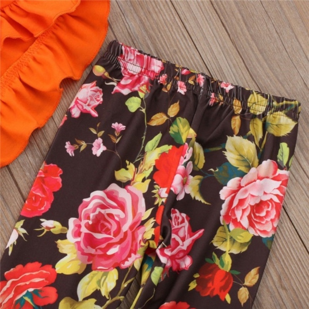 Fall Orange Floral Matching Outfit - Picture 6 of 7